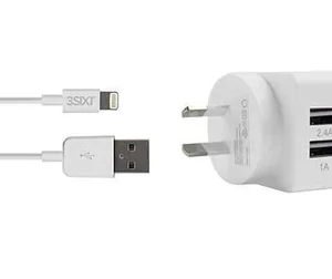 3SIXT Dual USB Wall Charger 3.4A with Lightning Cable White